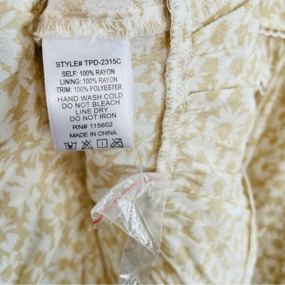 Sundays Cream White Ditsy Floral Strapless Ruffle Tie Back Mini Dress Small - Picture 11 of 11